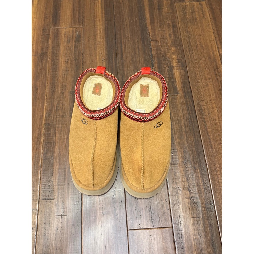 UGG Tazz Chestnut Suede Platform Slippers Tasman Braid 1122553 Mens 8 Womens 10